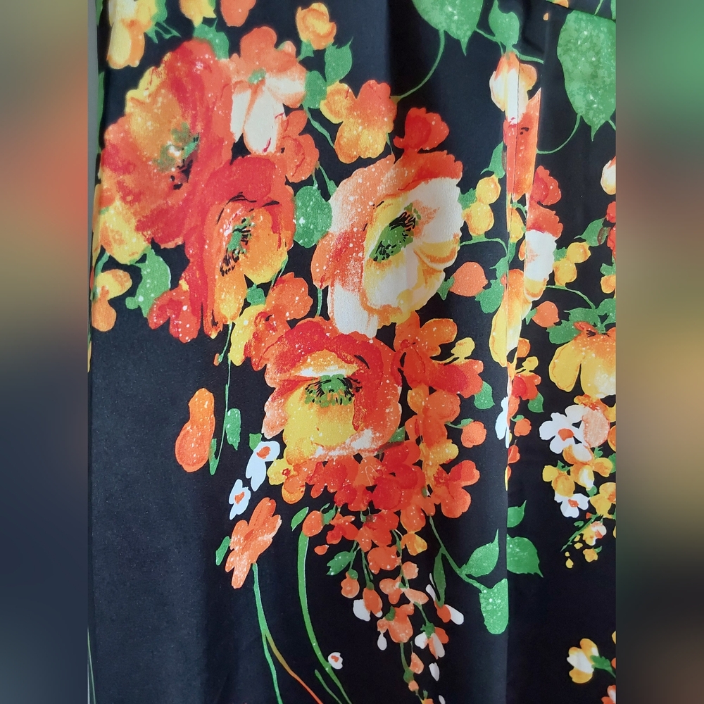 Vintage 60's/70's Tori Richard Honolulu Bright Floral Maxi Dress sz 14 - Picture 7 of 16